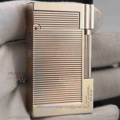 Perfect Copy S.T. Dupont Ligne 2 Horizontal Lines Pattern Rose Gold Finish Lighter